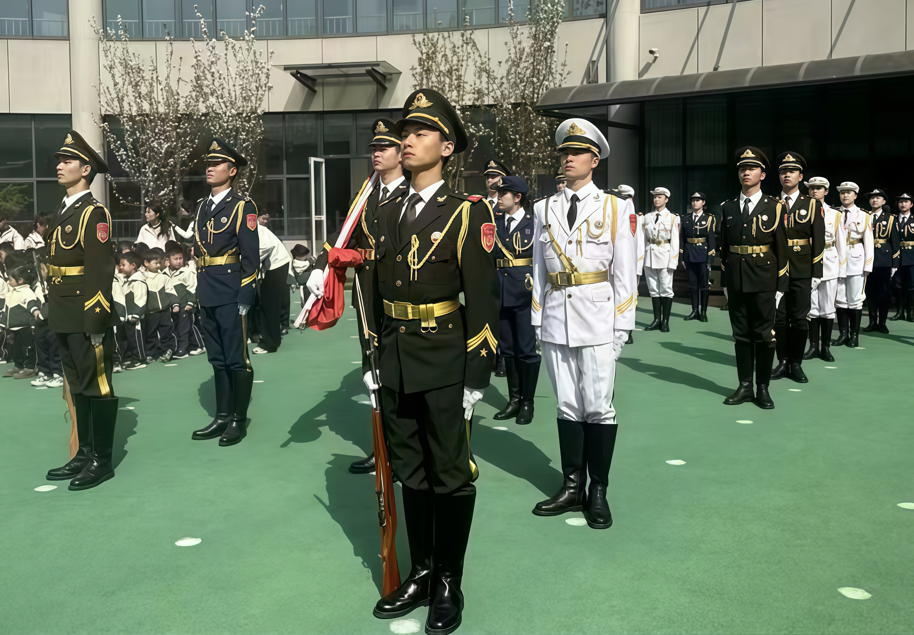 爱国启蒙润童心：我校国旗护卫队助力章丘区实验幼儿园升旗仪式